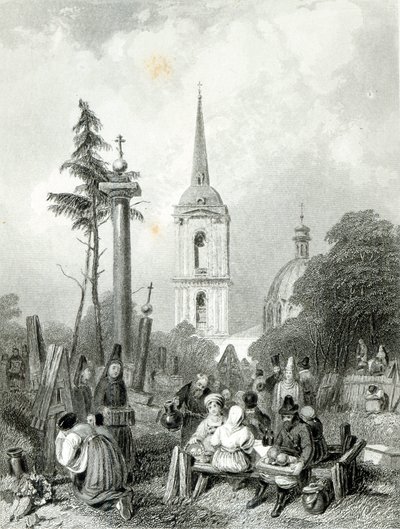 Smolenskokyrkans kyrkogård, graverad av E.Smith av Alfred (after) Vickers