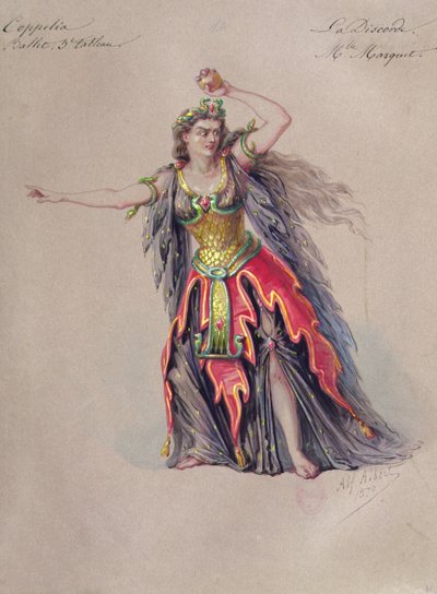 Kostymdesign för disharmoni i baletten "Coppelia" av Leo Delibes (1836-91) av Alfred Albert