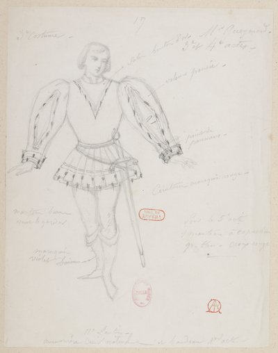 Halévy - La magicienne - kostymmodeller av Alfred Albert - 17 (Réné), M. Gueymard, 3:e kostymen, 3:e och 4:e akten av Alfred Albert