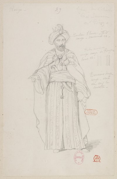 Halévy - La magicienne - kostymmodeller av Alfred Albert - 29. Schackparti, saracensk kung. M. Bion av Alfred Albert