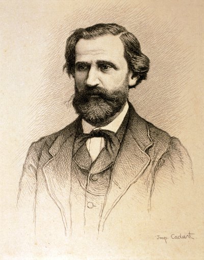 Porträtt av Giuseppe Fortunino Francesco Verdi (etsning) av Alfred Cadart