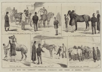 En dag med Remount Committee, inköp av Army Horses i Redhill, Edgware av Alfred Chantrey Corbould