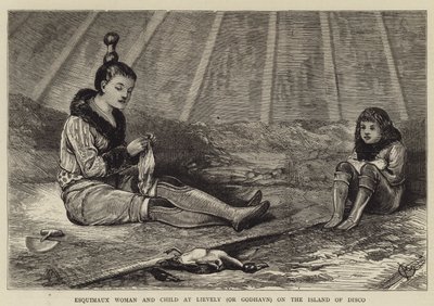 Esquimaux kvinna och barn på Lievely (eller Godhavn) på ön disco av Alfred Chantrey Corbould