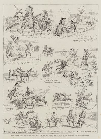 Red Shirt och Broncho Bill är inbjudna att jaga av en mästare på jakthundar i Hertfordshire av Alfred Chantrey Corbould