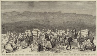 Hungersnöden i Mindre Asien, avgång från Celephkia av en konvoj med spannmål skickad av Khedive i Egypten av Alfred Chantrey Corbould