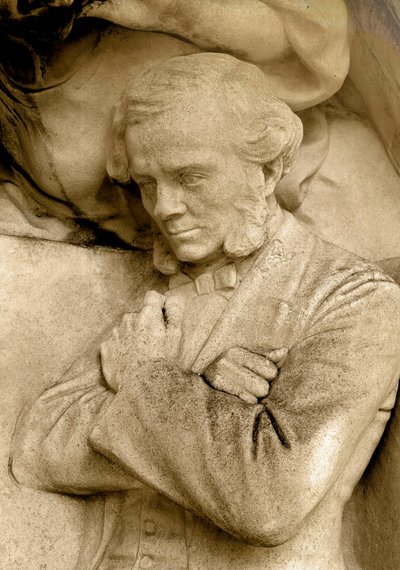 Detalj av en skulptur föreställande kompositören Cesar Franck (1822-1890), Square S. Rousseau, Paris av Alfred Charles Lenoir