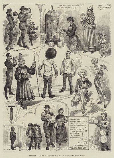 Skisser på Royal Victoria Coffee Hall, Waterloo-Road, södra London av Alfred Courbould