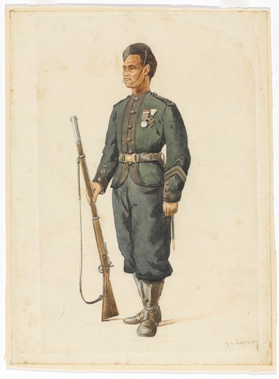 Gevärsman vid 4:e Gurkha-regementet i övningsordning av Alfred Crowdy Lovett