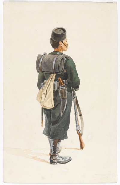 Gevärsman vid 4:e Gurkha-regementet i marschordning, 1890 av Alfred Crowdy Lovett