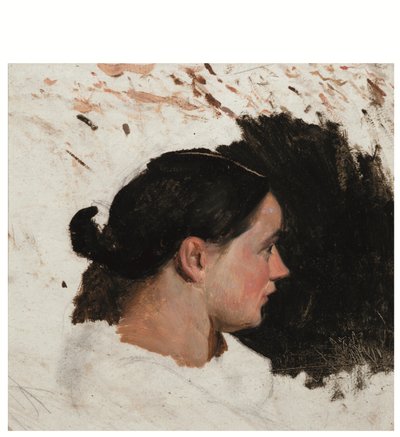 Porträtt av en flicka (olja på papper) av Alfred Dehodencq