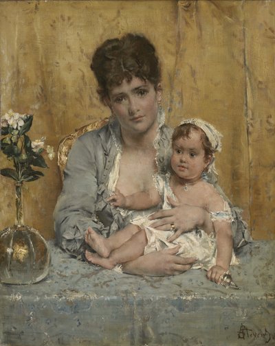 Mor och barn, ca 1875-80 av Alfred Emile Stevens