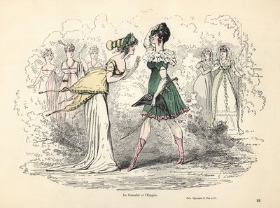 Karikatyr av kostymer från konsulatet och första imperiet, Frankrike av Alfred Grevin