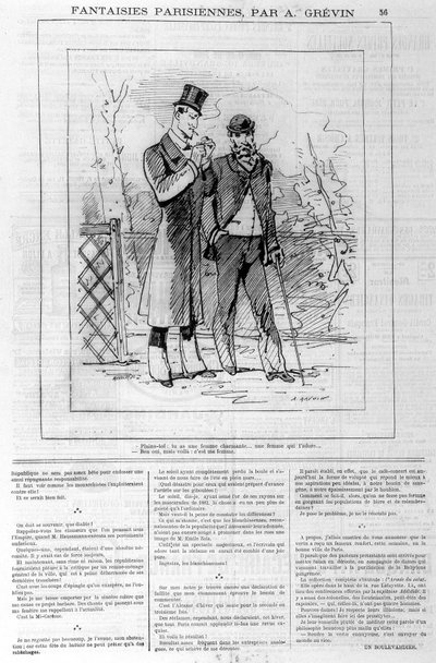 Parisiska fantasier av A. Grévin: "" klagar: du har en charmig kvinna... en kvinna som älskar dig..." _ "" Ja, men här är: hon är min fru""". I "" Le charivari"", den 18/03/1882. av Alfred Grevin