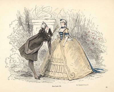 Kvinnodräkt under tiden för kung Ludvig XV av Frankrike av Alfred Grevin