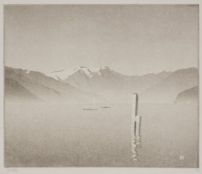 Comosjön (akvatint) av Alfred Hartley