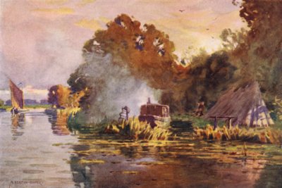 En ålfiskare på Bure, Norfolk av Alfred Heaton Cooper