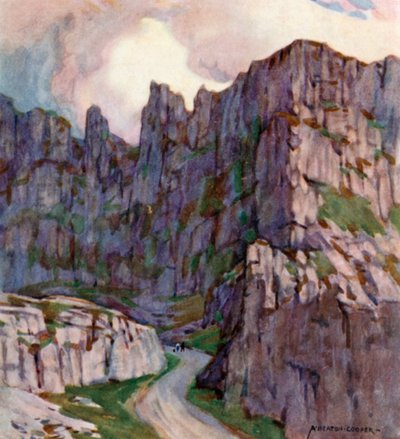 Cheddar Gorge (färg litho) av Alfred Heaton Cooper