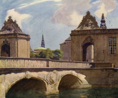 Danmark: Köpenhamn, Marmorbron (färg litho) av Alfred Heaton Cooper
