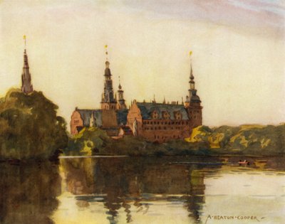 Danmark: Frederiksborgs slott (färg litho) av Alfred Heaton Cooper