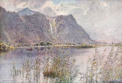 Lake District: Lodore och Derwentwater, en sommarmorgon (färglitografi) av Alfred Heaton Cooper