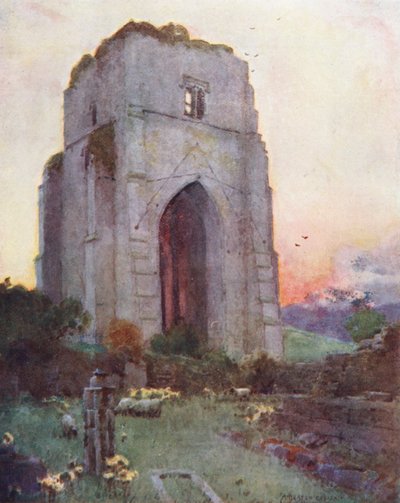 Lake District: Shap Abbey (färglitografi) av Alfred Heaton Cooper