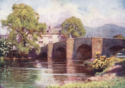 Lake District: Swan Inn, Newby Bridge, Windermere (färglitografi) av Alfred Heaton Cooper