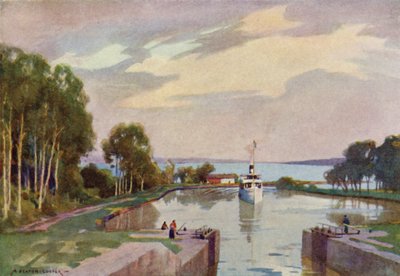Sjotorps slussar, Göta kanal av Alfred Heaton Cooper
