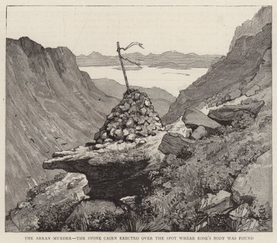 Arranmordet, stenröset som restes över platsen där Roses kropp hittades av Alfred Heaton Cooper