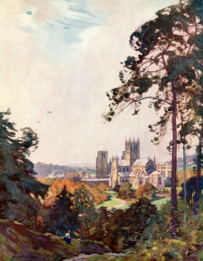 Wells Cathedral, från Tor (färg litho) av Alfred Heaton Cooper
