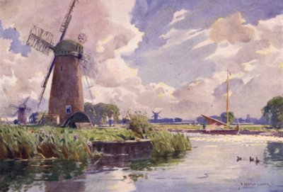 Väderkvarnar på Thurne, Norfolk av Alfred Heaton Cooper