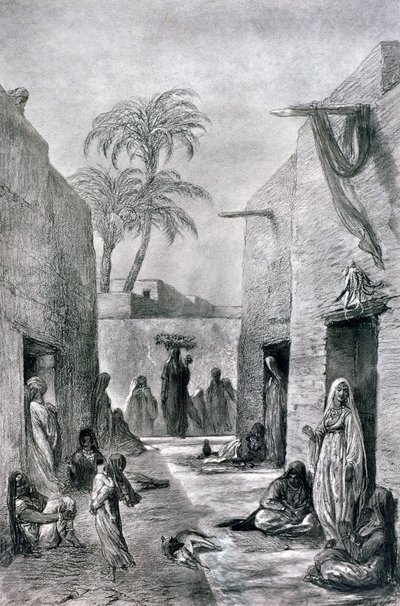 A Street of Almees egyptiska dansande flickor, Egypten, 1872 av Alfred Henri Darjou
