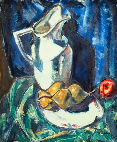 Stilleben med vit kanna och frukt, av Alfred Henry Maurer
