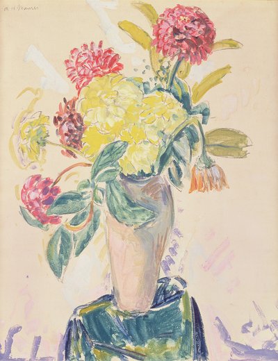 Zinnias, ca 1926 (wc, gouache och kol på papper) av Alfred Henry Maurer
