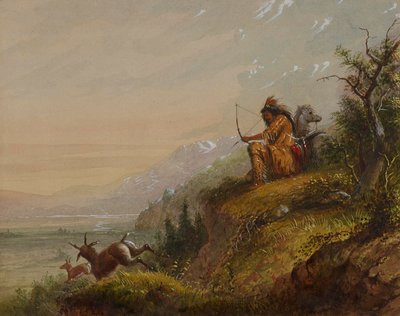 En pawneeindian som skjuter på en antilop av Alfred Jacob Miller