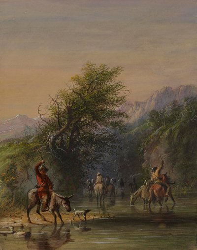 Karavan som går ut i vattnet av Alfred Jacob Miller