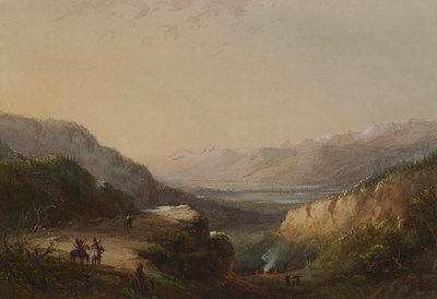 Avlägsen vy över sjön (Vindarnas berg) av Alfred Jacob Miller