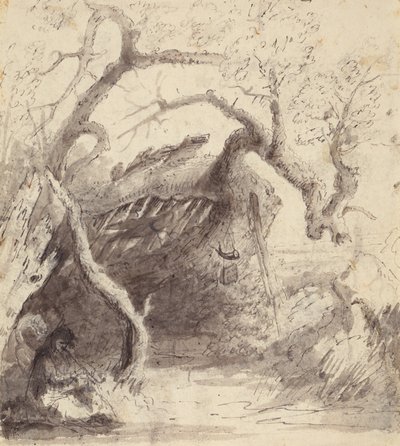 Indian Cabin on the Platte, ca 1837 (penna och bläck och tvätt på papper) av Alfred Jacob Miller