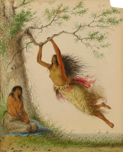 Indiska flickor som svänger, 1860. av Alfred Jacob Miller