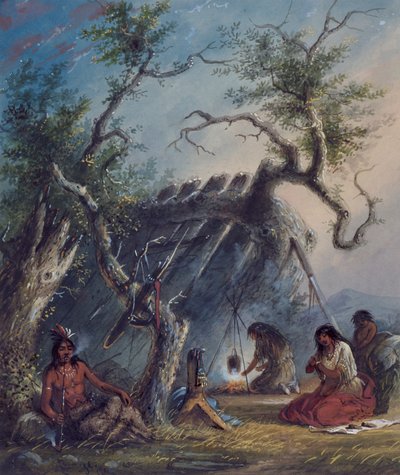 Indiansk hydda av Alfred Jacob Miller