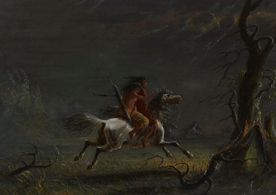 Indianer i en storm: nattscen av Alfred Jacob Miller
