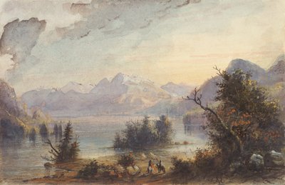 Lake Scene, Rocky Mountains, ca 1837 (akvarell på papper) av Alfred Jacob Miller