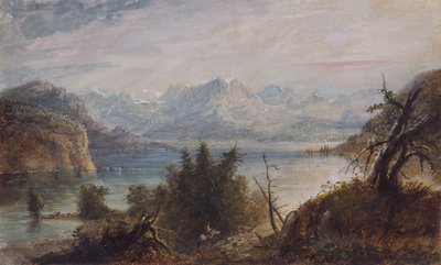 Lake, Wind River Chain of Mountains, ca 1837 (akvarell på papper) av Alfred Jacob Miller