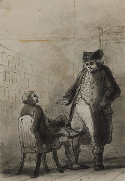 Samuel Johnson och Thomas Davies i en bokhandel (ur James Boswell, *Life of Samuel Johnson*, 1791) av Alfred Jacob Miller