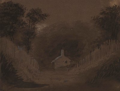 Litet hus bland träd av Alfred Jacob Miller