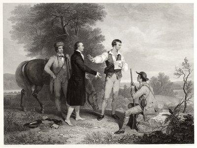 Fångsten av major Andre, efter Asher B. Durand, c.1846 (gravyr) av Alfred Jones