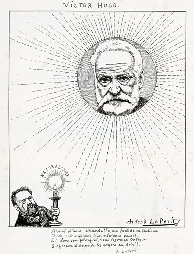 Karikatyr av Victor Hugo och Emile Zola., ca 1875-1880 (gravyr) av Alfred Le Petit