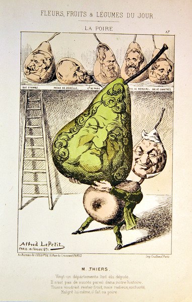 M. Thiers, från den tecknade serien "Dagens blommor, frukter och grönsaker" av Alfred Le Petit