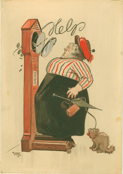 Prova din vikt! (vattenfärg) av Alfred Leete