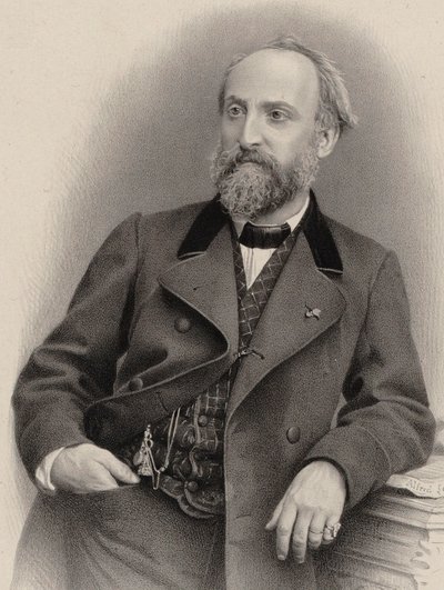Porträtt av kompositören Antoine Francois Marmontel 1816-1898. av Alfred Lemoine