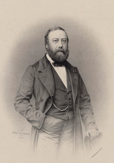 Porträtt av kompositören och sångaren Gustave Nadaud 1820-1893, 1862. av Alfred Lemoine
